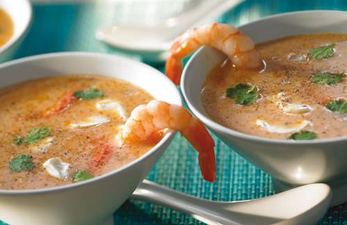 Potage piquant aux crevettes