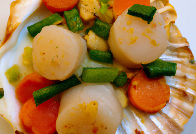 Coquilles Saint-Jacques aux légumes