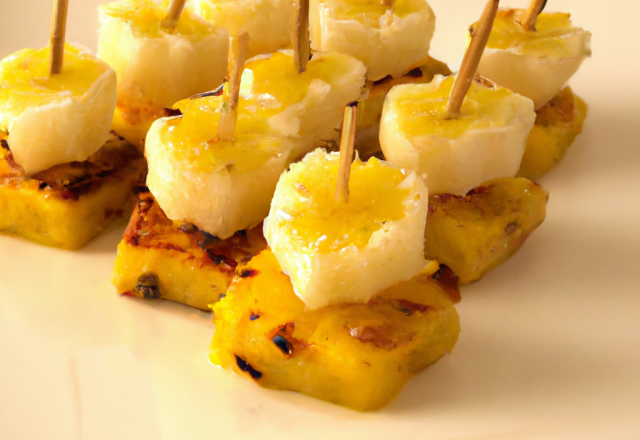 Brochettes d'ananas à la poudre d'amandes