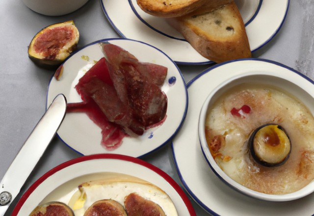 Mont d'Or servi tiède, compote de figue au Poulsard et pain de campagne toasté