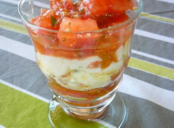 Verrine de tomate mozzarella