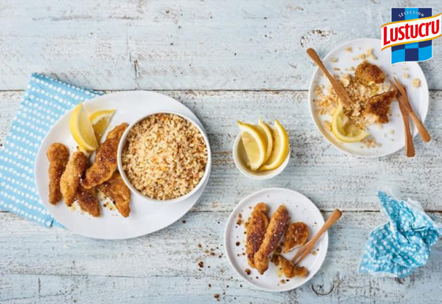 Quinoa aux herbes fraiches et blancs de volaille panés