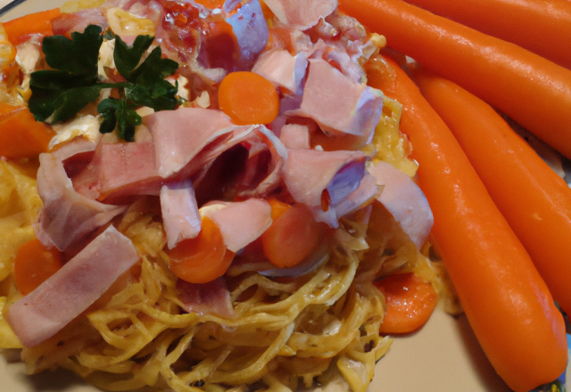 Spaghettis aux carottes & jambon