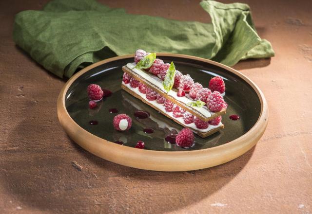 Mille feuille framboises basilic