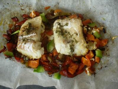 Papillote de poisson et poivron