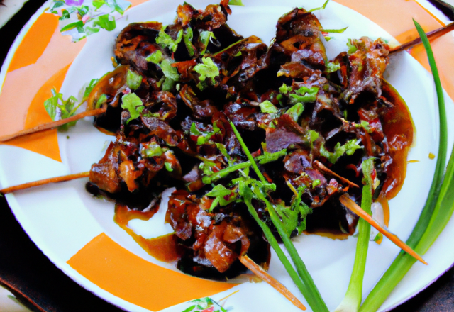 Brochettes de lapin sauce barbecue