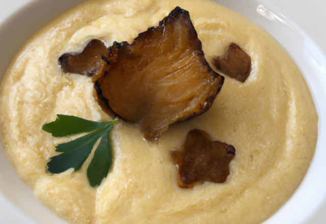 Velouté de topinambour au parfum de truffe, Saint Jacques poêlée