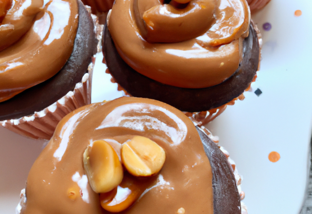 Cupcakes au chocolat, glaçage au beurre de cacahuètes