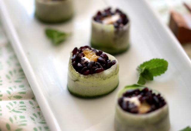 Sushis de riz noir au Caprice des Anges et à la mangue