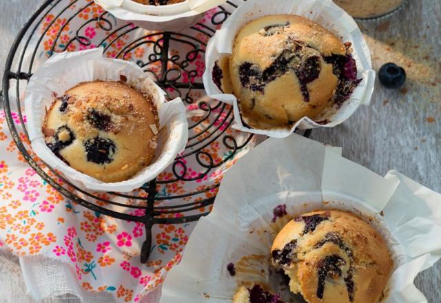 Muffins aux myrtilles et germes de blé