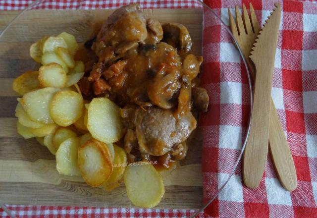 Sot l'y laisse de dinde à la sauce tomate et chorizo au bourgogne