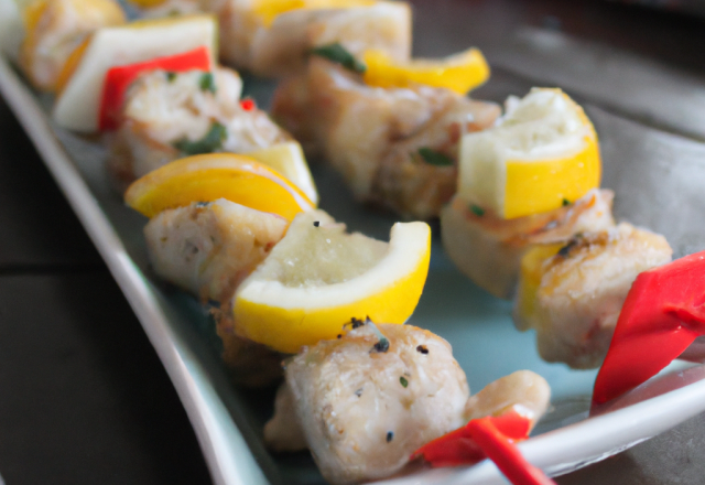 Mini-brochette de poulet à la citronelle glacée