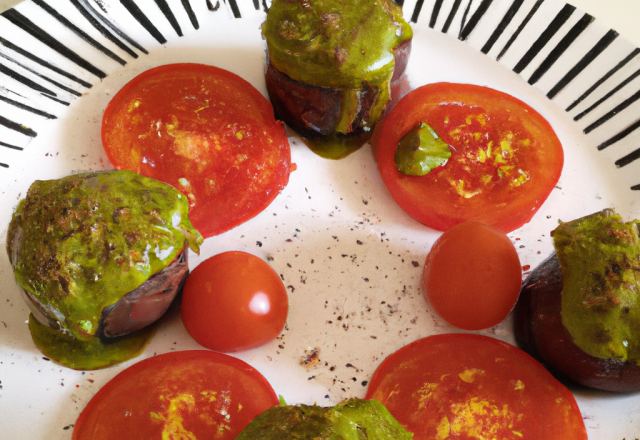 Tomates au pesto et chocolat