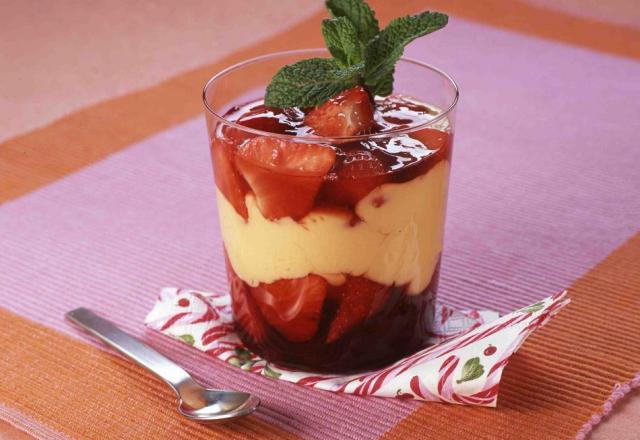 Verrine fruits rouges  et crème brûlée