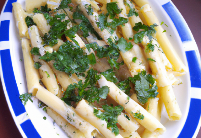 Penne aux quatre fromages et persil à l'ail