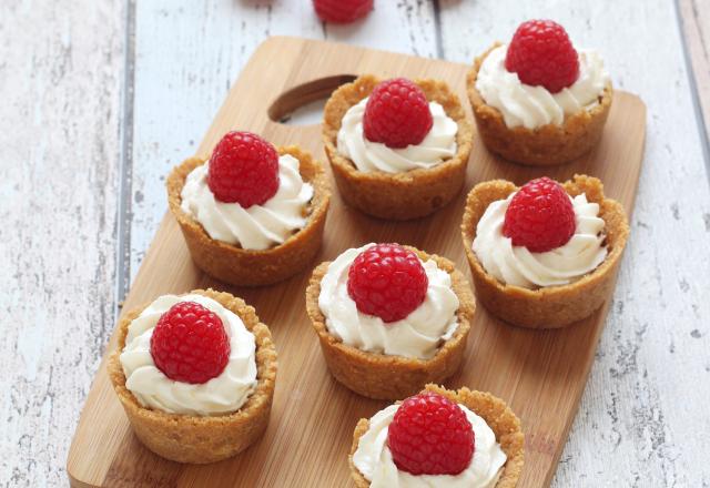 Mini tartelettes crème de mascarpone, citron et framboises