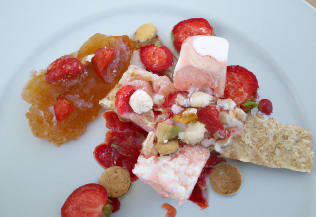 Nougat glacé et minestrone de fraises