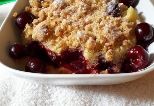 Crumble aux pommes et cerises