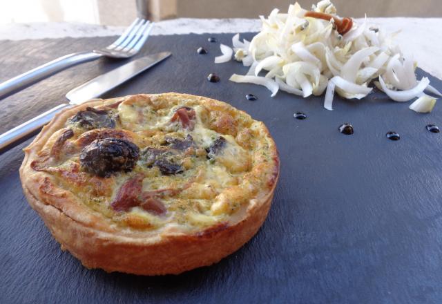 Quiche Escargots de Bourgogne flambés au whisky et aux pholiotes