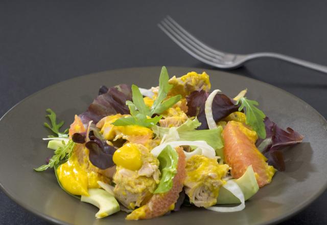 Salade fraîche thon, pamplemousse et moutarde