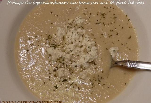 Potage de topinambours au boursin ail et fines herbes