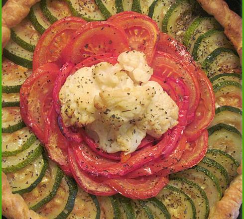 Tarte légère aux courgettes, tomates, poivron et choux fleur