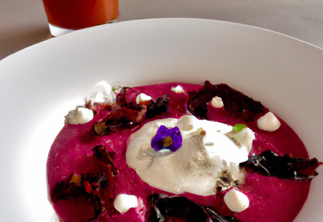 Velouté de chou rouge et sa glace au chèvre