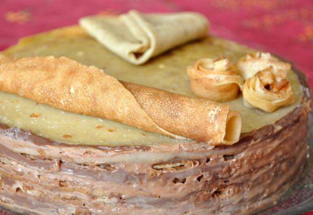 Gâteau de crêpes régressif carambars et michokos