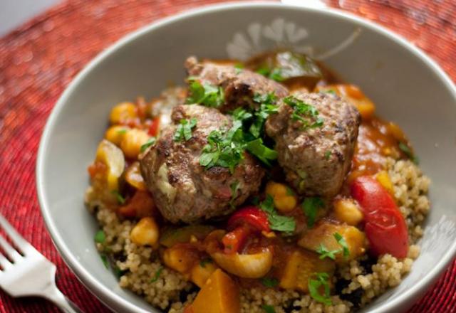 Couscous de quinoa et boulettes d'agneau, sans gluten