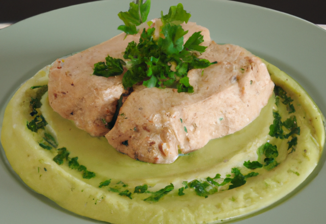 Brick de ris de veau et purée de persil