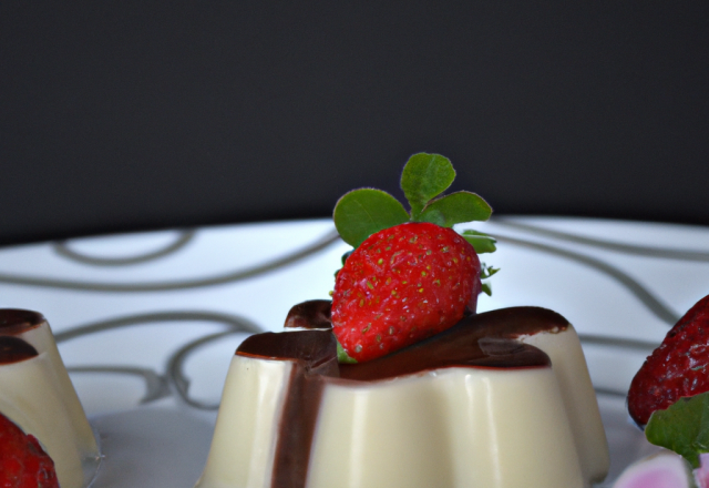 Panna cotta traditionnelle au chocolat blanc et aux fraises