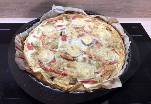 Tarte aux courgettes, tomates et chèvre