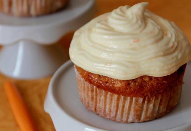 Carrot cupcakes, cream cheese à l'orange