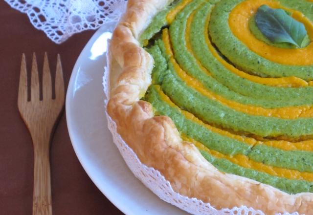 Tarte bicolore fondante aux carottes et brocolis