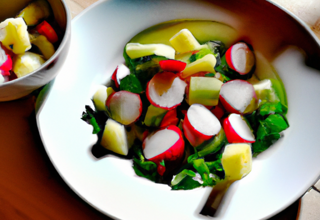 Salade de pommes de terre minceur aux radis et concombre