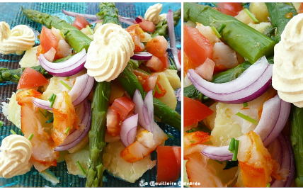 Salade d'asperges au haddock et chantilly au curcuma