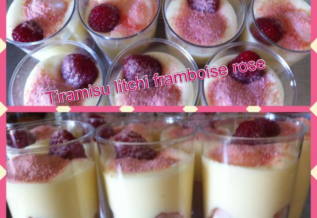 Tiramisu litchi framboises rose