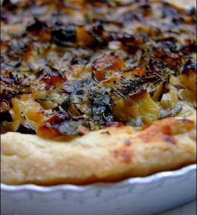 Tarte au confit de courgettes, parmesan et citrons confits