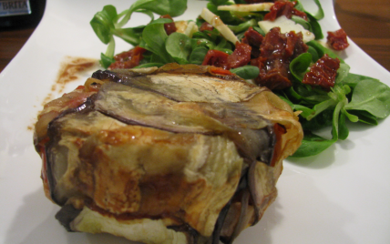 Charlottes d'aubergines et petite salade