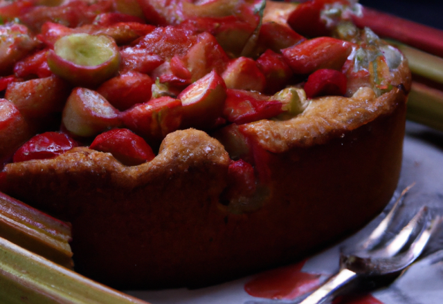 Gâteau à la rhubarbe et fraises