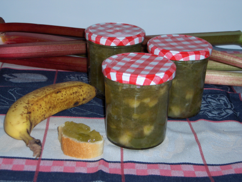 Confiture bananes et rhubarbe