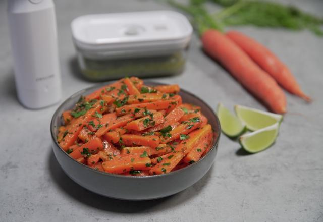 Carottes à la chermoula et pesto de fanes de carottes