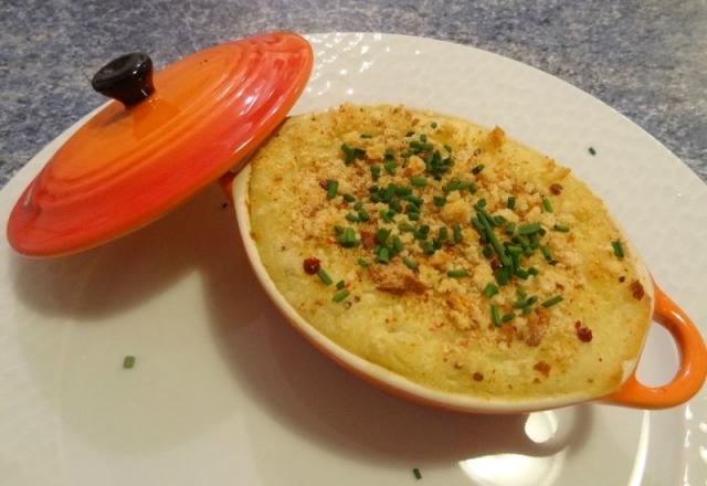 Mini-cocottes de parmentier de poissons au zeste de citron et au thym frais