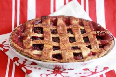 Cherry and blueberry lattice pie