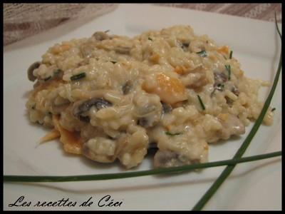 Risotto au saumon fumé et champignons