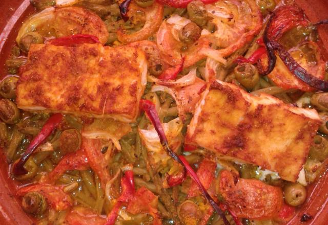 Tajine de cabillaud et haricots verts