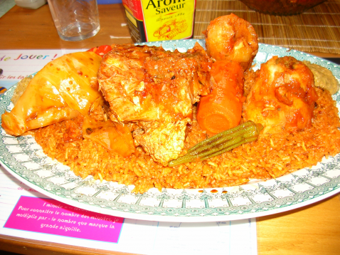 Tiebou  Dieune (riz au poisson) du Sénégal.