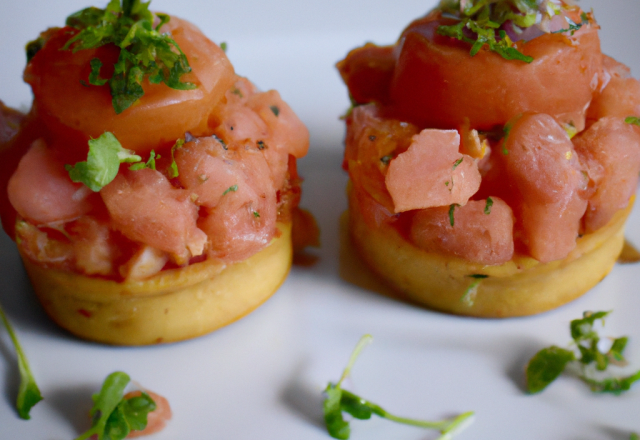 Tartare de tomate et saumon fumé à l'aneth