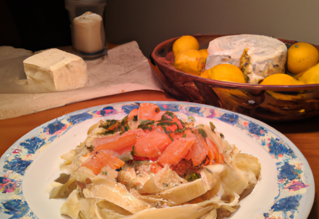 Tagliatelles au saumon fumé et chèvre