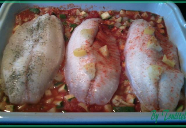 Tilapia au four sur lit de brunoise méditéranéenne sans gluten ni caséine